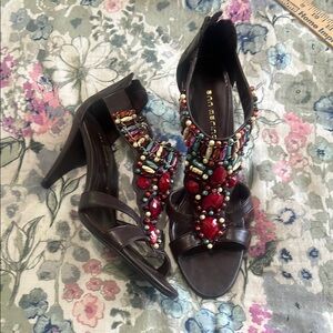 Ann Marino Embellished Brown Sandals